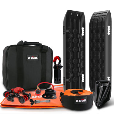 Buy X - BULL Winch Recovery Kit Snatch Strap Off Road 4WD with Recovery Tracks Gen 2.0 Boards Black - Mud Tracks